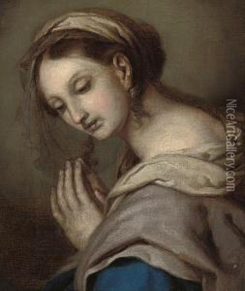 The Madonna In Prayer Oil Painting - Giovanni Carnovali Il Piccio