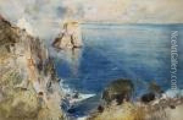 Faraglioni Di Capri Oil Painting - Giuseppe Casciaro