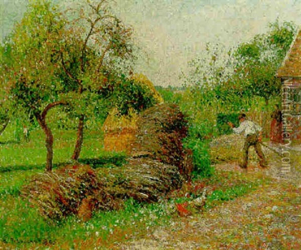La Cour De La Mere Lucien, Eragny Oil Painting - Camille Pissarro