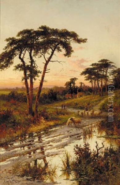 Near Guildford, Surrey Oil Painting - Henry H. Parker