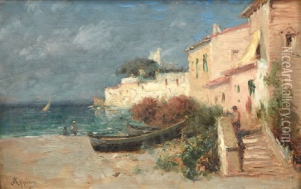 Bord De Mer Dans Les Environs De Rosa, Espagne Oil Painting - Adolphe Appian