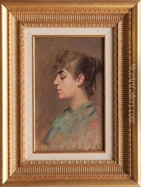 Portrait De Dame Oil Painting - Jean Joseph Marie Alphonse Moutte