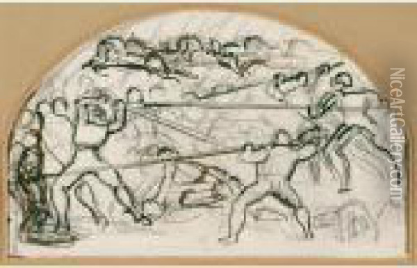 Kompositionsskizze Zu 'schlacht Bei Murten' Ii
Composition To The 'battle At Murten', Ii (study) Oil Painting - Ferdinand Hodler