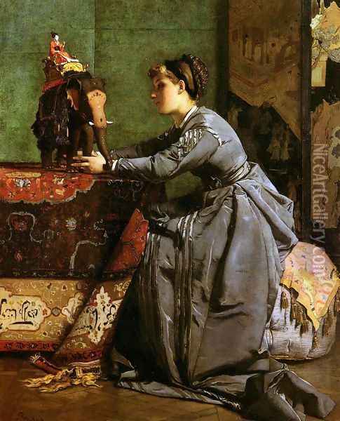 India in Paris, The Exotic Curio Oil Painting - Alfred Stevens