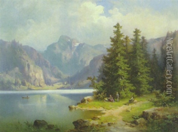 Der Hintersee Bei Berchtesgaden Oil Painting - Guido Hampe