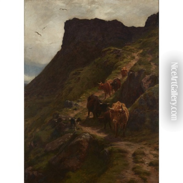 Coming Down From The Hills Oil Painting - Joseph Farquharson