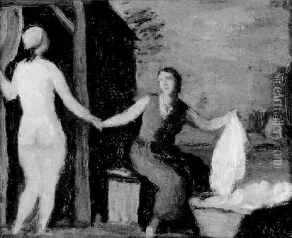 Zwei Frauen Oil Painting - Adolf Curry