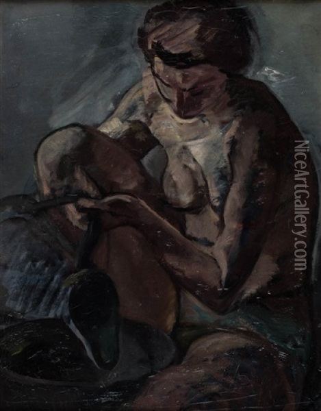 Kobieta Z Dzbanem Oil Painting - Leopold Gottlieb