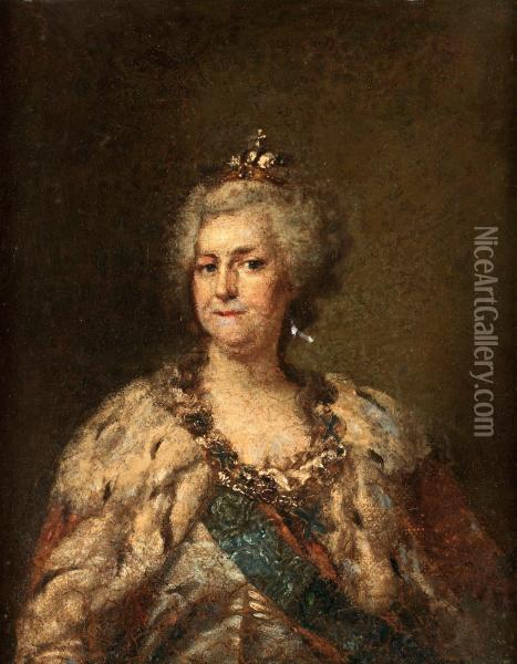 Kejsarinnan Katarina Den Stora Oil Painting - Johann Baptist the Elder Lampi