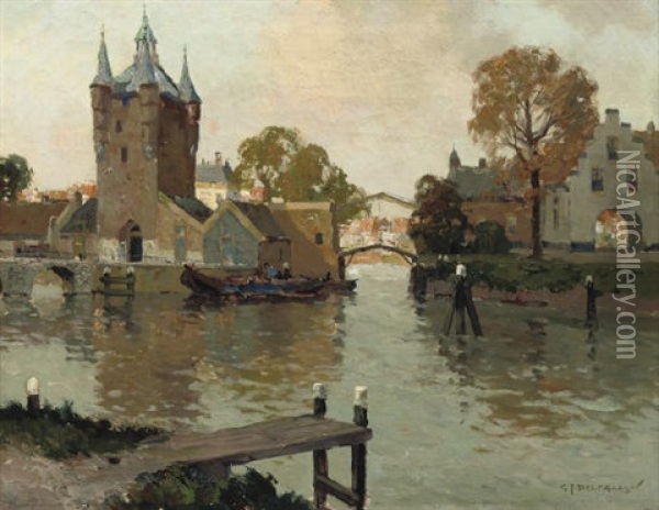 The Zuidhavenpoort And The Noordhavenpoort, Zierikzee Oil Painting - Gerard Delfgaauw
