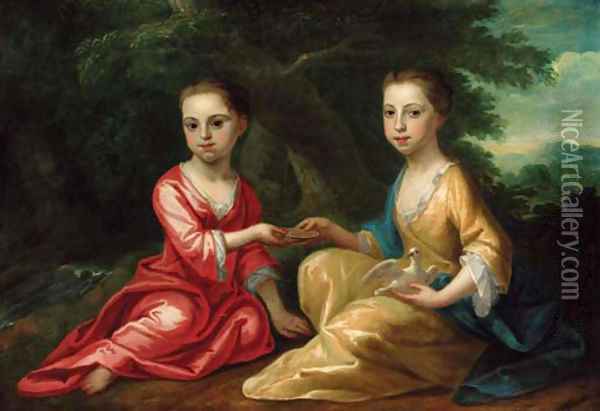 Portrait of two children Oil Painting - Thomas Frye
