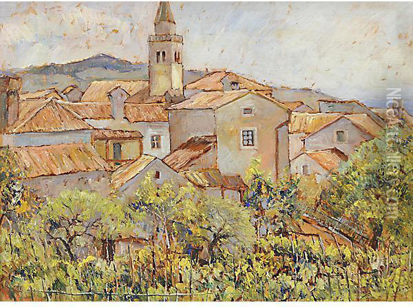 Paese In Carso Oil Painting - Enrico Fonda