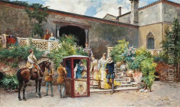 The Welcome Oil Painting - Cesare Auguste Detti