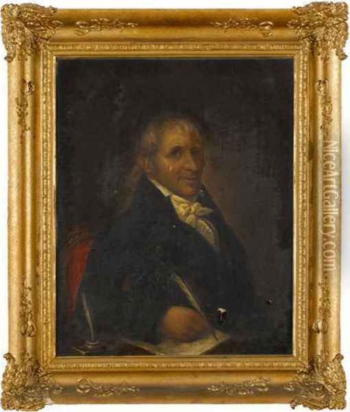 Portrait Of Merchant James Brundige Oil Painting - Charles B. J. Fevret De Saint-Memin