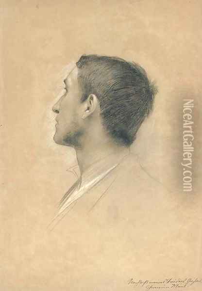 Junger Mann im Profil nach links Oil Painting - Gustav Klimt