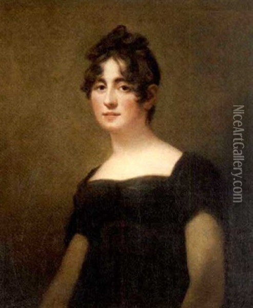 Portrait Of A Lady In A Black Dress (mrs. Hamilton Dundas?) Oil Painting - John Watson Gordon