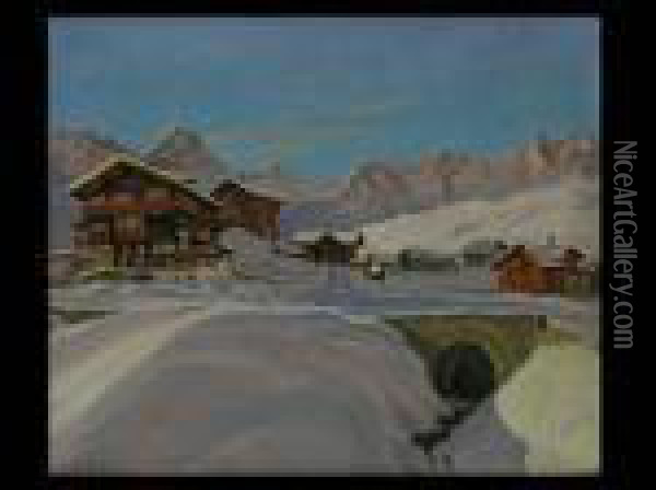 Lech Am Arlberg Oil Painting - Otto Pilny