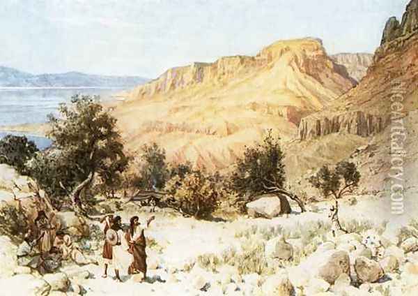 Davids camp at Engedi Oil Painting - William Brassey Hole