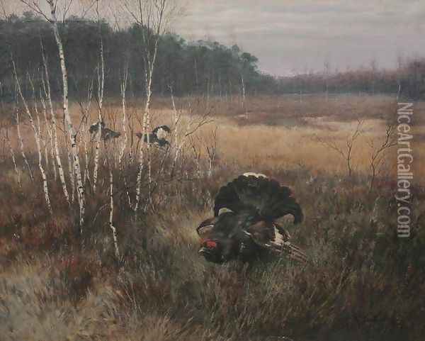 Black Grouse Oil Painting - Kazimierz Pulaski