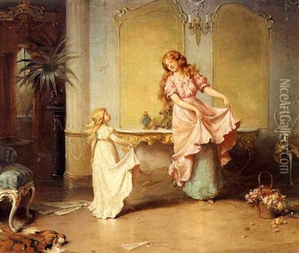 A Dancing Lesson Oil Painting - Maude Goodman
