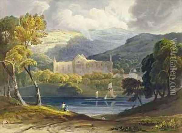 North View of Tintern Abbey from Picturesque Illustrations of the River Wye Oil Painting - Anthony Vandyke Copley Fielding