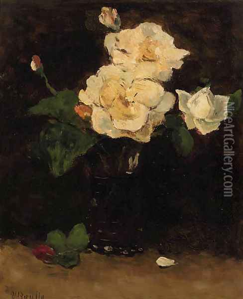 A still life with roses Oil Painting - Victor Bauffe