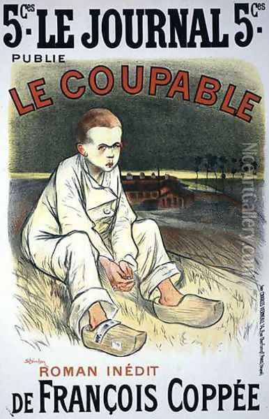 Reproduction of a poster advertising the novel Le Coupable, by Francois Coppee, published in Le Journal, 1896 Oil Painting - Theophile Alexandre Steinlen