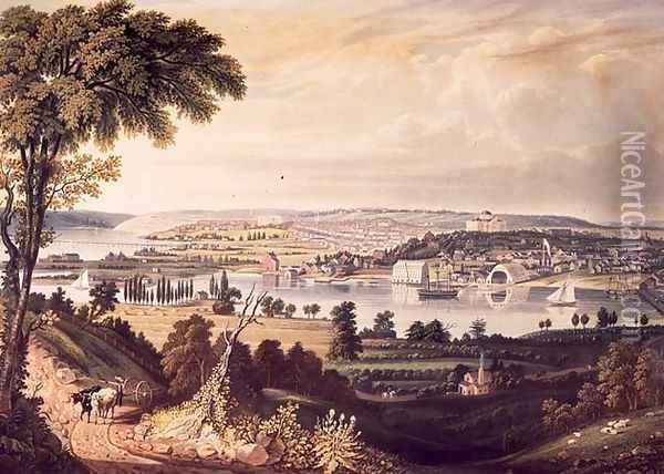 The City of Washington from beyond the Navy Yard c.1824 Oil Painting - George Cooke