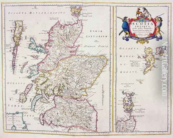 Map of Scotland Oil Painting - R. Gordon