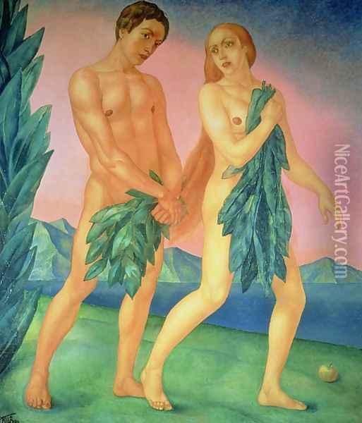 The Expulsion from Paradise, 1911 Oil Painting - Kuzma Sergeevich Petrov-Vodkin