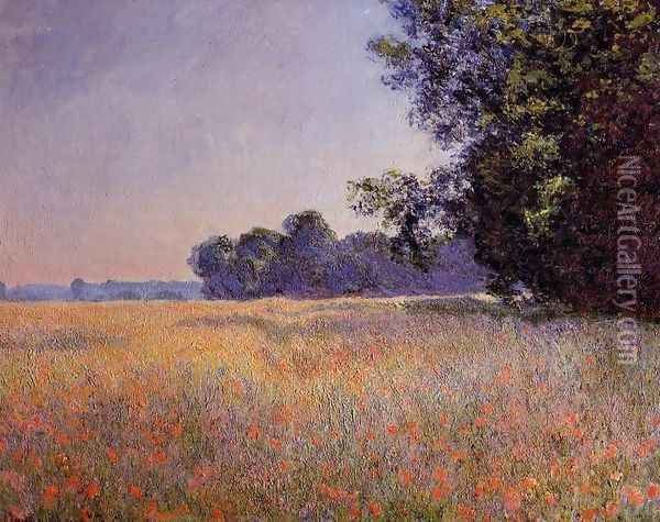 Oat And Poppy Field Giverny Oil Painting - Claude Oscar Monet