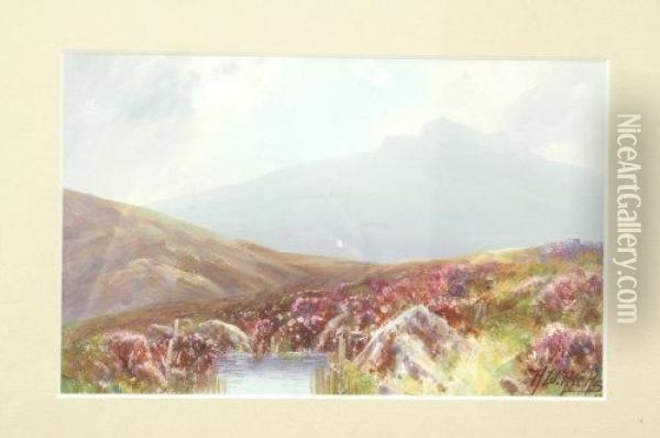 Moorland Heather Oil Painting - Herbert William Hicks