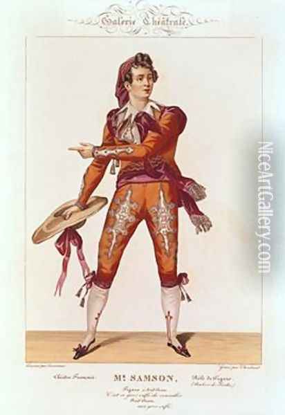Joseph Isidore Samson 1793-1871 in the role of Figaro in The Barber of Seville Oil Painting - Lecurieux