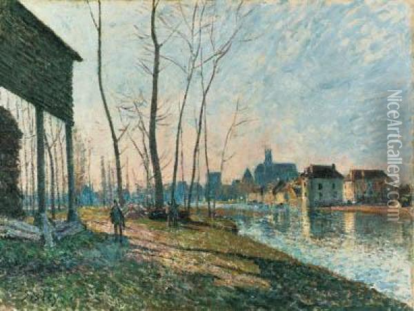 Matin De Fvrier Moret-sur-loing Oil Painting - Alfred Sisley