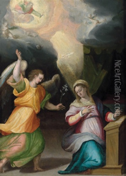 Maria Verkundigung Oil Painting - Alessandro di Cristofano Allori