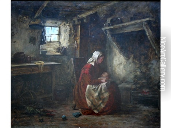 The Cottage Fireside Oil Painting - John Blake McDonald