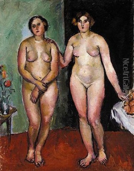 Doppelakt (two Nudes) Oil Painting - Anton Faistauer