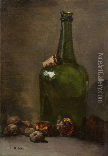 The Full Bottle Oil Painting - Theodule Ribot