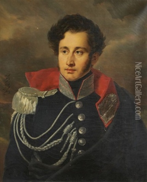 Portrait Presume Du General Caulaincourt Oil Painting - Alexandre-Jean-Baptiste Hesse