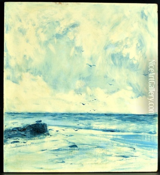 Meeresstrand Mit Mowen Oil Painting - Hans Von Bartels