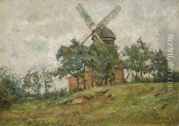 A Windmill Near Wedel Oil Painting - Rudolf Hoeckner