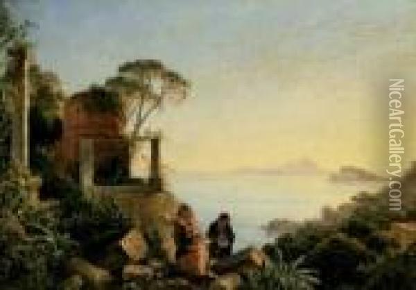 Der Wanderer. Am Golf Von Neapel. Oil Painting - Franz Ludwig Catel