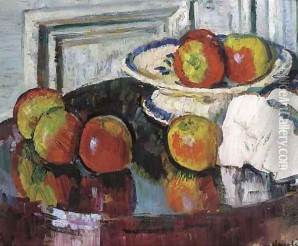 Still life with apples Oil Painting - George Leslie Hunter