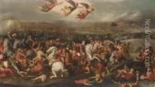 The Battle Of The Milvian Bridge Oil Painting - Louis de Caullery