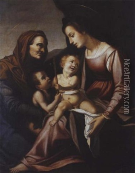 The Madonna And Child With The Infant Saint John The Baptist And Saint Elizabeth Oil Painting - Jacopo (da Empoli) Chimenti