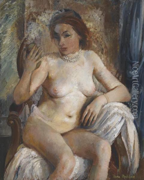 Nude With Mirror Oil Painting - Vera Rockline
