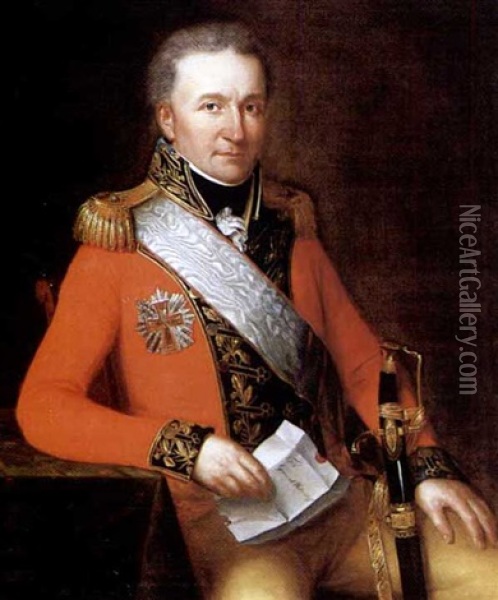 A Portrait Of General Ernst Frederik Walterstorff Oil Painting - Charles-Pierre Verhulst