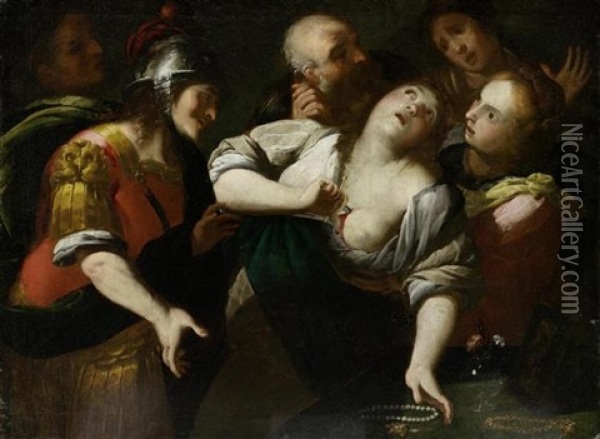 Tod Der Lucretia Oil Painting - Melchiorre Gherardini