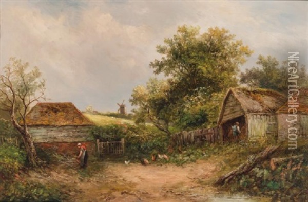 Farmyard Oil Painting - Joseph Thors