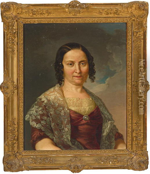 Retratos Del Sr. D. Agustin De Quintoy Guiu Y De Su Esposa, La Sra. D Manuela Cortes Oil Painting - Vicente Lopez